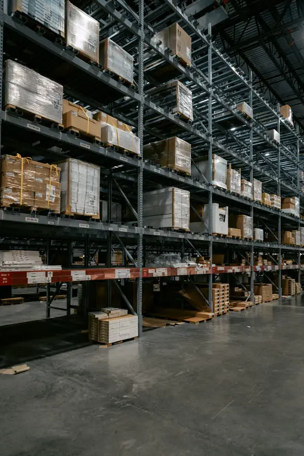Organized warehouse storage racks